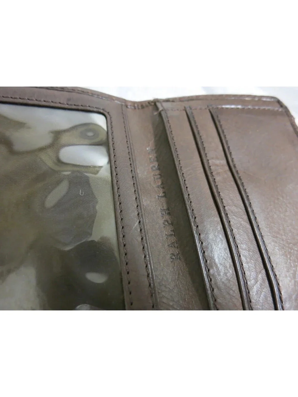 vintage Red Polo Ralph Lauren Cow Hide Fur leather bifold wallet RARE!